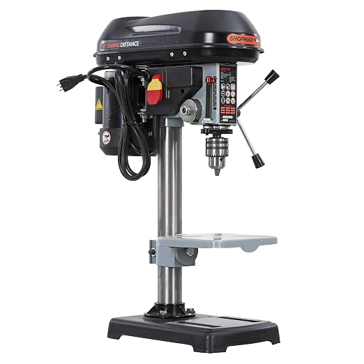 SHOPMAX 8 inch 9 adjustable speeds 4.2 Amp Benchtop Drill Press