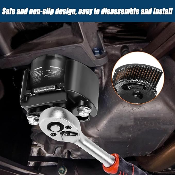 Universal Oil Filter Wrench Set for 60mm-80mm, Adjustable Oil Filter Removal Tool Cap 1/2"",Perfect Fits Small Medium-sized Spin-on Oil Filters, Black