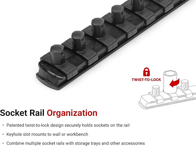 TEKTON 3/8 Inch Drive 12-Point Socket Set, 15-Piece | SHD91111 | (1/4 - 1 in.), Shallow, Socket Rail