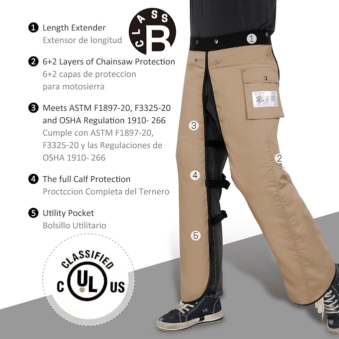 Chainsaw Chaps Apron 8-Layer Wrap for Men/Women Loggers Forest Workers Protective Chain Saw Pants Adjustable