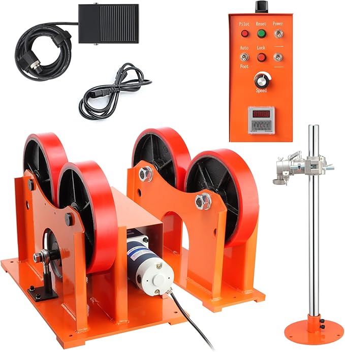 VEVOR 110V Linkage Roller for Welding, Supports 1000KG/2205LBS, Speed 80-1600 mm/min, Adjustable Diameter 25-1400mm, Includes Rotary Positioner & Torch Stand for Enhanced Welding Efficiency