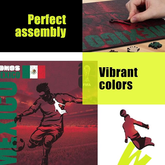 FIFA SOMOS Mexico Puzzle for Adult,200 Pieces Irregular Shape Puzzle, 5MM Thick, Creative Collectible Gift for Fans, Officially Licensed Product, 9.3 * 12"
