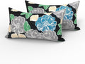 LVTXIII 2 Pack Outdoor Lumbar Pillows 12x20 Inch with White Piping, Fade Resistant Support Throw Pillows with Inserts for Patio Furniture, Sofa, Chair, Sketch Peony