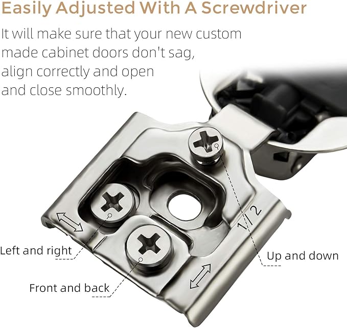 Ravinte 10 Pack 5 Pair 1/2 inch Overlay Soft Close Kitchen Cabinet Hinges Stainless Steel Adjustable Kitchen Hinges Satin Nickel Cabinet Hardware