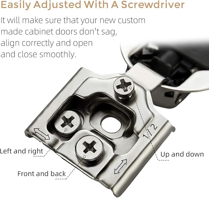 Ravinte 10 Pack 5 Pairs 1/2 inch Overlay Soft Close Hinges for Kitchen Cabinet Hinges Satin Nickel Hidden Hinges Stainless Steel Concealed Hinge self Closing