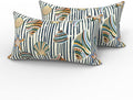 LVTXIII 2 Pack Outdoor Lumbar Pillows 12x20 Inch with White Piping, Fade Resistant Support Throw Pillows with Inserts for Patio Furniture, Sofa, Chair, Cabana Shells