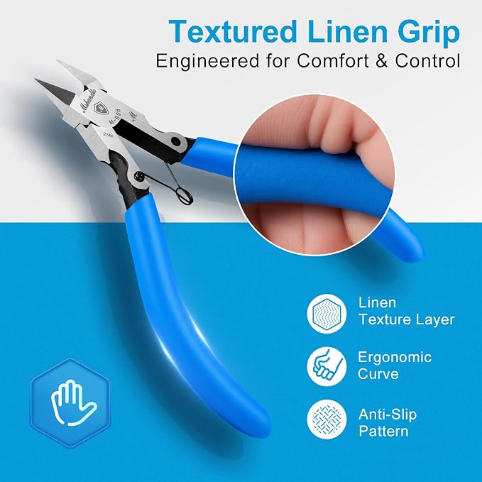 5" Flush Cutter Wire Cutters, Ultra-Sharp Precision Side & Diagonal Cutting Pliers with Spring, Chrome Vanadium Steel Wire Snips for Electronics, Model, Floral, Plastic & Soft Wire