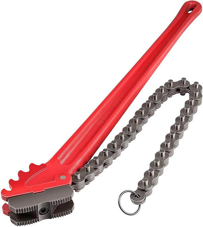 Chain Pipe Wrench 24" for 3" ~ 5" pipe diameter, chain length 20.3". Heavy-duty chain pipeline tool for pipeline installation, oilfield pipeline operations and maintenance