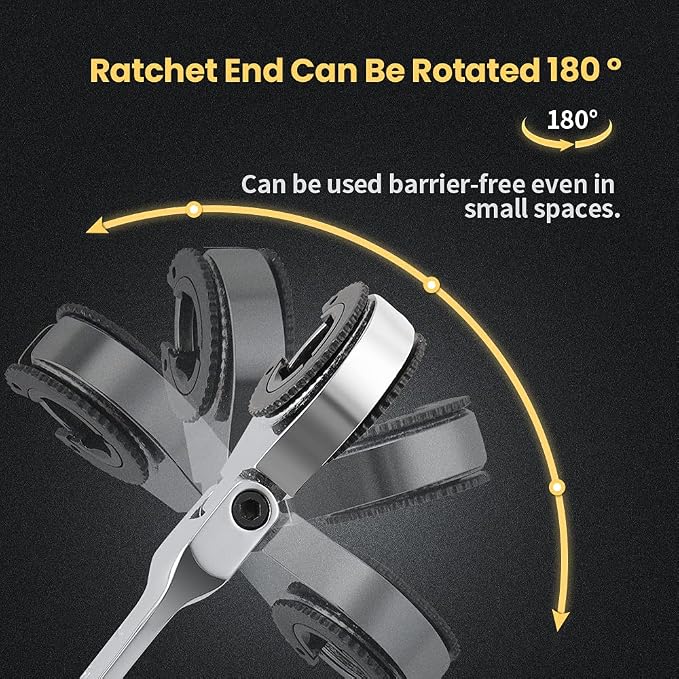 10PCS SAE Flex-Head Ratcheting Wrench Set 5/16-3/4" Combination 72-Tooth | 180 Degree Open Flex-Head,Cr-V Steel,Open-End Design,Combination Wrenches with Storage Box for Automotive Use