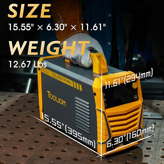 TOOLIOM 220A Cold TIG Welder with DC Pulse, 7 In 1 Cold Spot Lift TIG/Stick Welder with IGBT Inverter, 110&220V Welding Machine with Large Digital Display 2T/4T/4T Repeat Mode TIG Welding Equipment