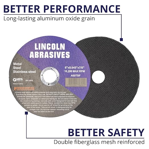 400 Pack 6" Cut-Off Wheels Lincoln Abrasives .045" Metal & Stainless Steel