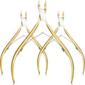 Mudder 3 Pack Gold Cuticle Trimmer Nippers Cutter Tool Stainless Steel Nail Cuticle Scissors Remover with Pointed Blade Scissors Pedicure Manicure Tool for Fingernails and Toenails Nails Care
