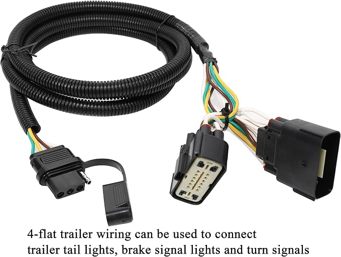 Custom 4 Way Trailer Wiring Harness for 2011-2019 Ford Explorer, Pure Copper Plug and Play Trailer Light Wiring for Explorer