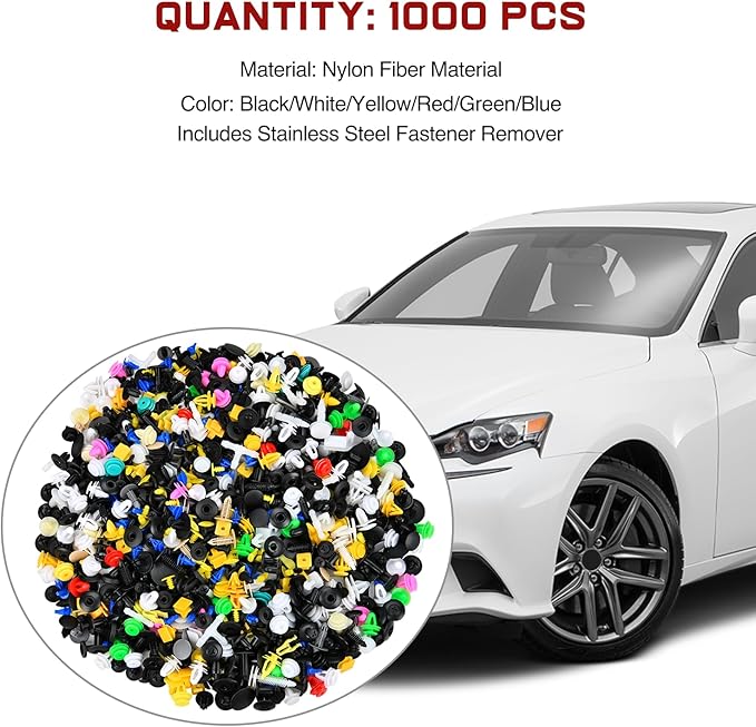 GOOACC 1001PCS Universal Car Clips Mixed Auto Bumper Fender Trim Door Panel Shield Engine Cover Retainer Rivet Push Clips with fastener remover for GM Ford Chrysler Toyota Lexus Honda Acura Dodge Jeep