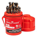 29PCS HSS Brad Point Wood Drill Bits Set for Carpenter Woodworking, 3-Flat Shank Black Gold for Hardwood, Plywood, Plastic 1/16"-1/2"