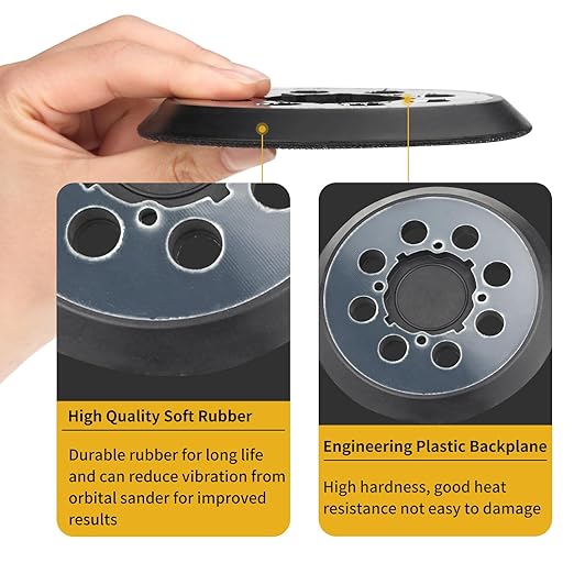 Sander Pad Replacement for Dewalt, 2 Pack 5" 8 Hole Hook and Loop Orbital Sander Pad Compatible with DeWalt DWE6421 6421K DWE6423 6423K DCW210B Random Orbital Sanders (4 Screw Holes)