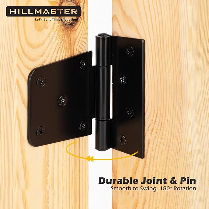 HILLMASTER 3.5 inch Heavy Duty Gate Hinges Fence Door Hinges Durable Gate Strap Hinge for Indoor Outdoor, Gate Hardware Kit for Shed, Wooden Fences, Vinyl Fence Gate, Barn Door, Garage, 6 Pack