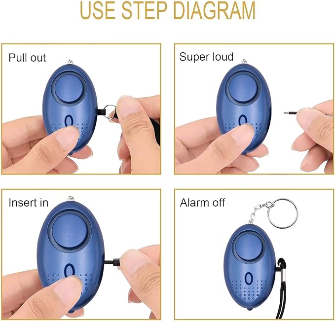 KOSIN Safe Sound Personal Alarm, 3 Pack 145DB Personal Security Alarm Keychain with LED Lights, Emergency Safety Alarm for Women, Men, Children, Elderly