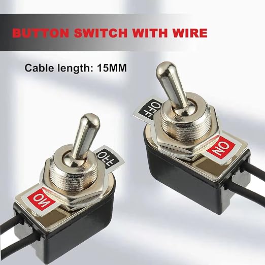 Heavy Duty Toggle Switch SPST 2 Pin ON/Off Rocker Toggle Switch 6A/125V 3A/250V for Car Truck Boat Marine Black Shell(5PCS)