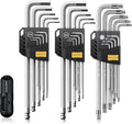 AMTOVL 27-Piece Magnetic Allen Wrench Set, S2 Steel SAE Metric & Torx | Hex Key Set Extra-Long Ball End Allen Keys with T-Handle, Color-Coded L-Key Set for Bike, Auto & DIY Repair