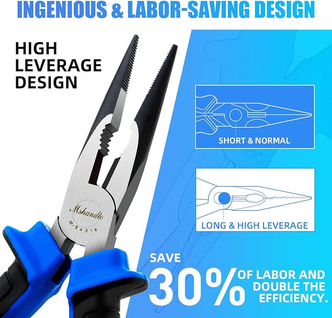 Needle Nose Pliers 6.5" Long Nose Pliers for Wire Bending, High Carbon Steel Needle Nose Plier, Serrated Jaw Pliers for Jewelry Making, Electronics Repair, Object Grasping, Craft Making