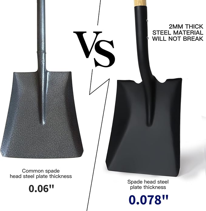 KOLEIYA Flat Shovel,Transfer Shovel with D Handel and Heavy Duty Square Head for Landscaping,Gardening,Construction,Snow Shoveling and Yard Work,41-Inch,Metal+Wooden