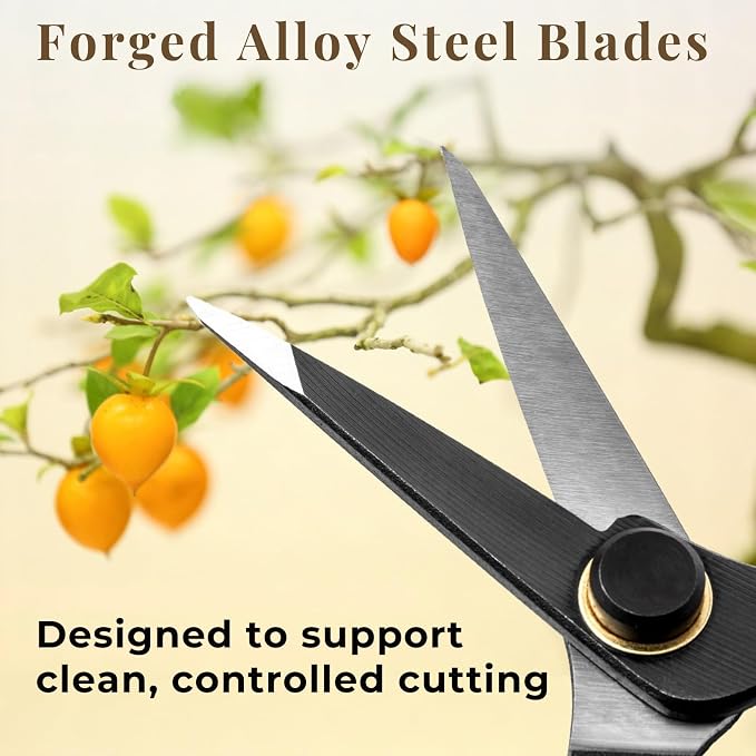 Wablade Japanese Pruning Shears Single-Edge, 8.2-Inch Precision Pruning Scissors for Thicker Stems & Base Cutting, Cuts Up to 0.39" (10 mm), Forged Alloy Steel Blade, Made in Japan