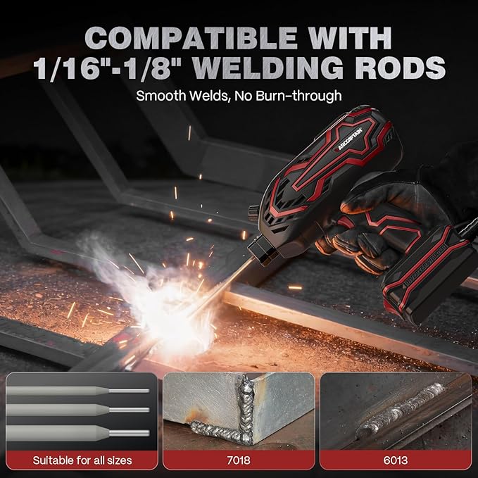 ARCCAPTAIN 140A Handheld Welder, [LED Display] Portable Welding Machine 110V with Hot Start, Arc force and Anti-Stick, IGBT Portable ARC Welder with Auto Darkening Goggles for 1/16"-1/8" Welding Rods