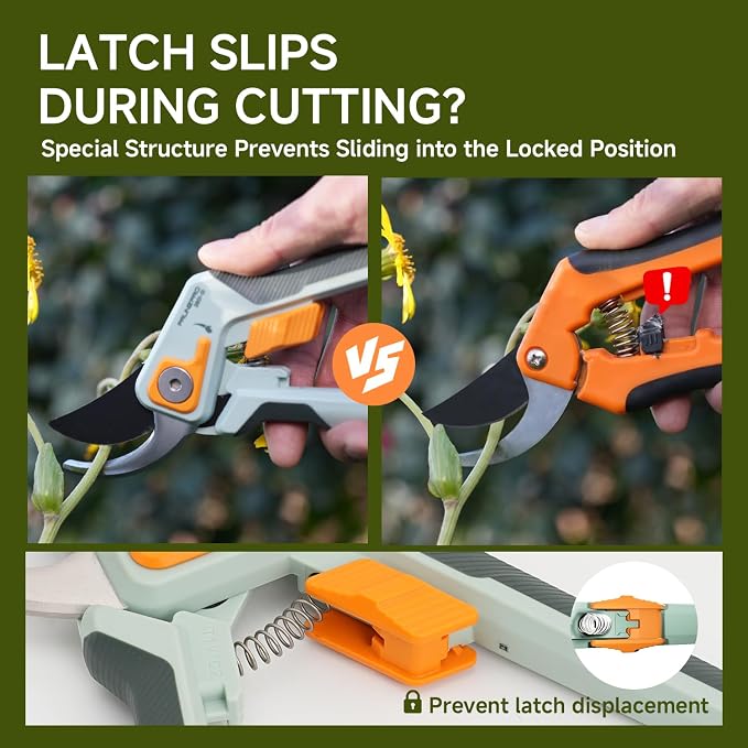PrunePro Pruning Shears for Gardening - 8" Professional Bypass Hand Pruner Up to 1 Inch Cut Capacity Sharp Stainless Steel Blade Garden Scissors Plant Flower Garden Clipper 1 Pack