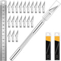 DIYSELF Exacto Knife Set, Hobby Knife Kit with 20PCS #11 Blades, Precision Knives, Aluminum Handle, 6-Inch Steel Ruler, Craft Knife Set for Crafting, DIY, Art, Model Making(Silver)