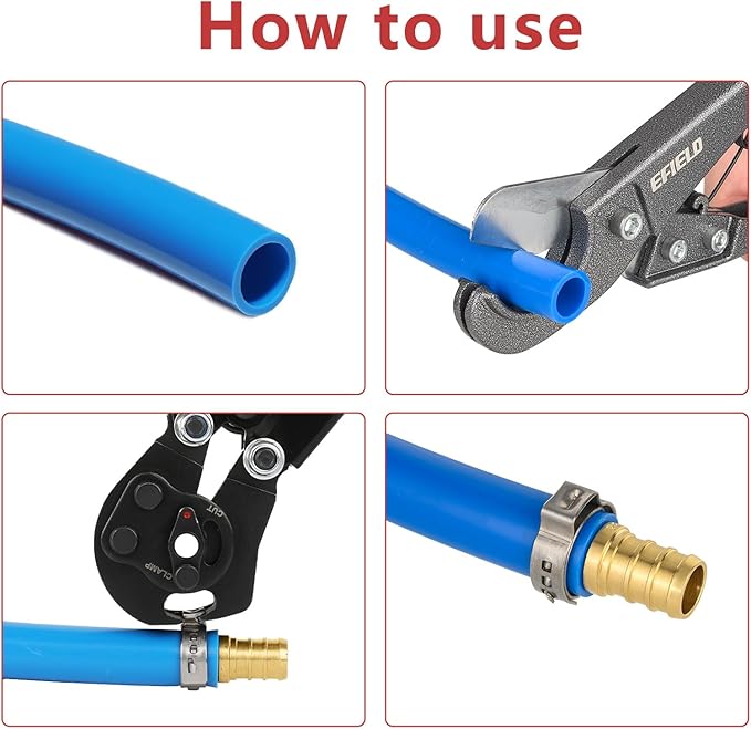 (Pipe&Combo Kit) EFIELD Pex-B Pipe Blue & Red 3/4" 2 x100ft with 2 IN 2 Pex Crimping,Removal and Cutter Tool Kit