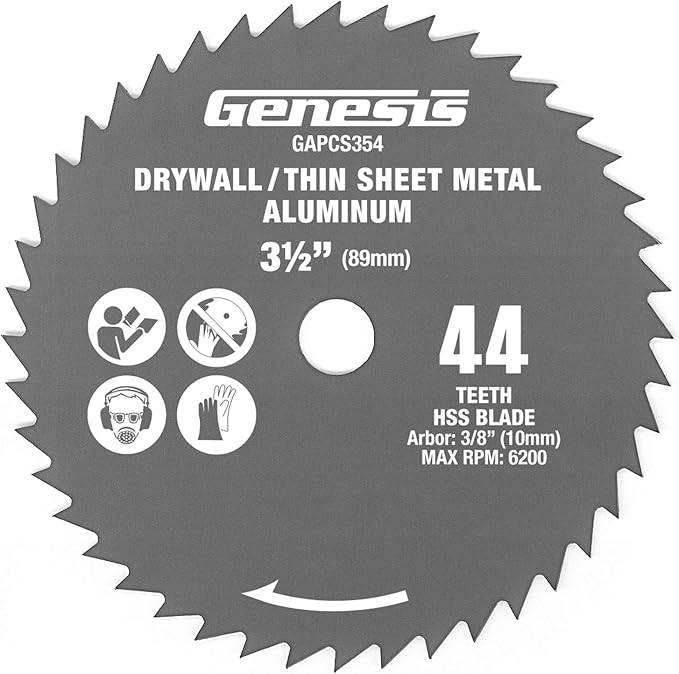 Genesis GPCS535CK 5.8 Amp 3 1/2” Control Grip Plunge Compact Circular Saw Kit with Laser, Miter Base, 3 Assorted Blades, Vacuum Adapter Hose, Rip Guide and Carrying Bag