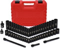 MIXPOWER 55 Pieces 1/4" Dr. Impact Socket Set, CR-V, 6 Point, SAE/Metric, 5/32 Inch - 9/16 Inch, 4mm - 15mm, Shallow/Deep, Including Adapter, Extension, Universal Joint