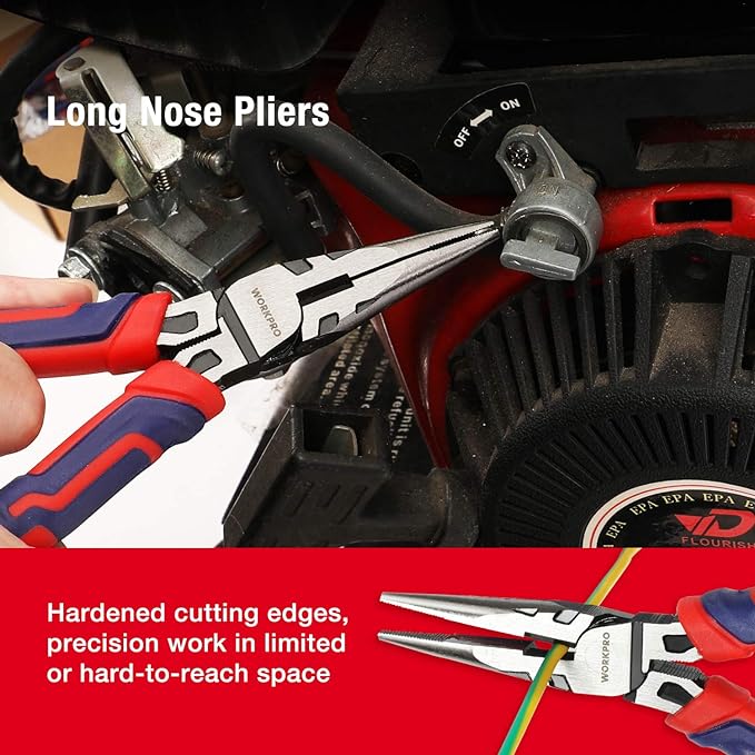 WORKPRO Pliers Set, Premium Cr-V Construction & WORKPRO 8-in Linesman Pliers with Wire Cutter and Stripper