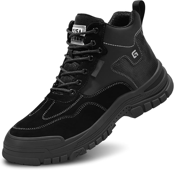 GUSAYEX Steel Toe Boots for Men Puncture Resistant Safety Work Boots with Kevlar Midsole Industrial Lightweight Men's Work & Utility Protective Shoes for Construction Warehouse Factory