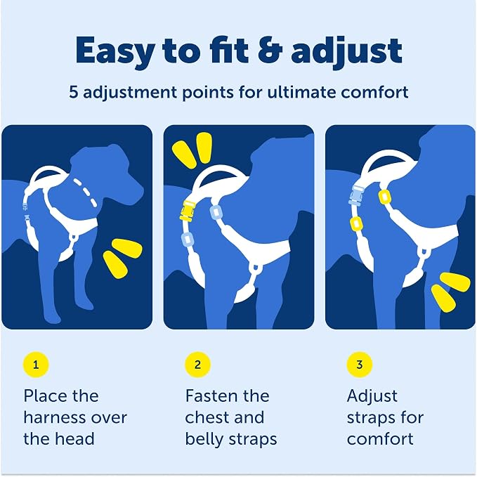 PetSafe Easy Walk Comfort No Pull Dog Harness, Blue, Large | Stops Pulling on First Use with Front Martingale Loop, Full-Body Padding, 5-Point Adjustable Fit