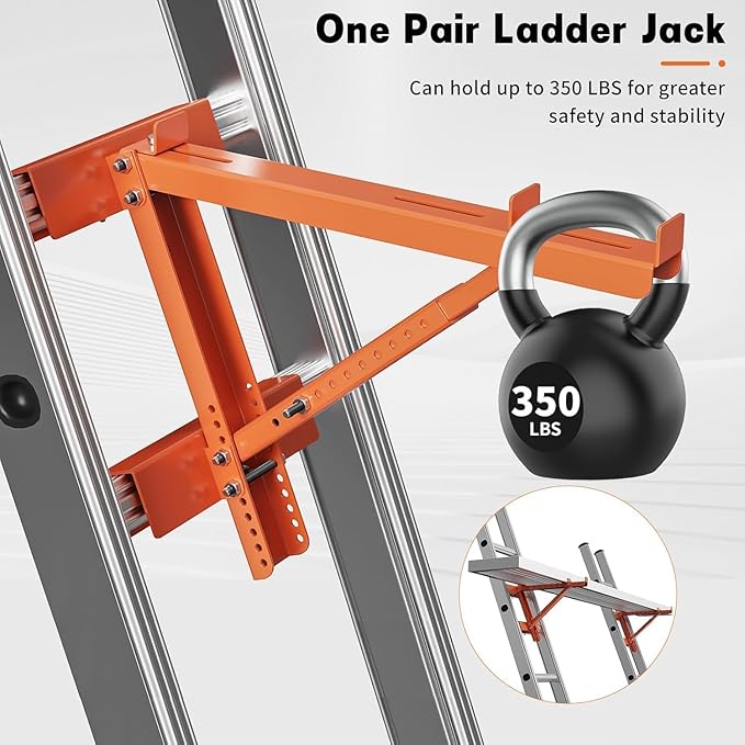 2 Pack Ladder Jacks for Scaffolding Platform Heavy Duty Steel Ladder Jacks Scaffold Bracket Extension Ladder Jack for Roofing Painting Jobsite 20 inch Platform
