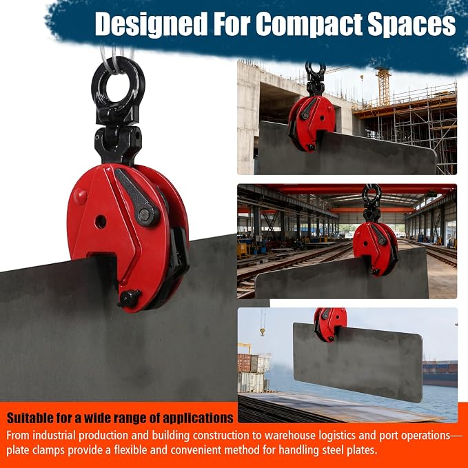 Vertical Plate Lifting Clamp,1760lbs Capacity Heavy Duty Steel Plate Clamp 0.8T with 0.8 Inch Jaw Opening, Industrial Lifting Clamp for Sheet Metal and Steel Plate Handling