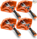 Right Angle Clamp, Housolution [4 PACK] Single Handle 90° Aluminum Alloy Corner Clamp, Right Angle Clip Clamp Tool Woodworking Photo Frame Vise Holder with Adjustable Swing Jaw - Orange