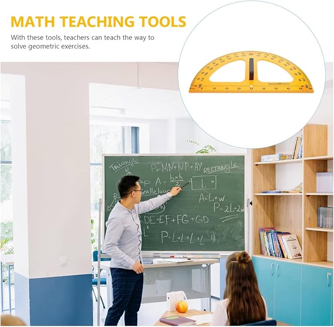 Magnetic Geometry Math Ruler Set for Classroom, Large Protractor, Triangle & Measuring Rulers, Magnetic Blackboard Tools for Teachers & Students Enhances Math Learning, 5pc