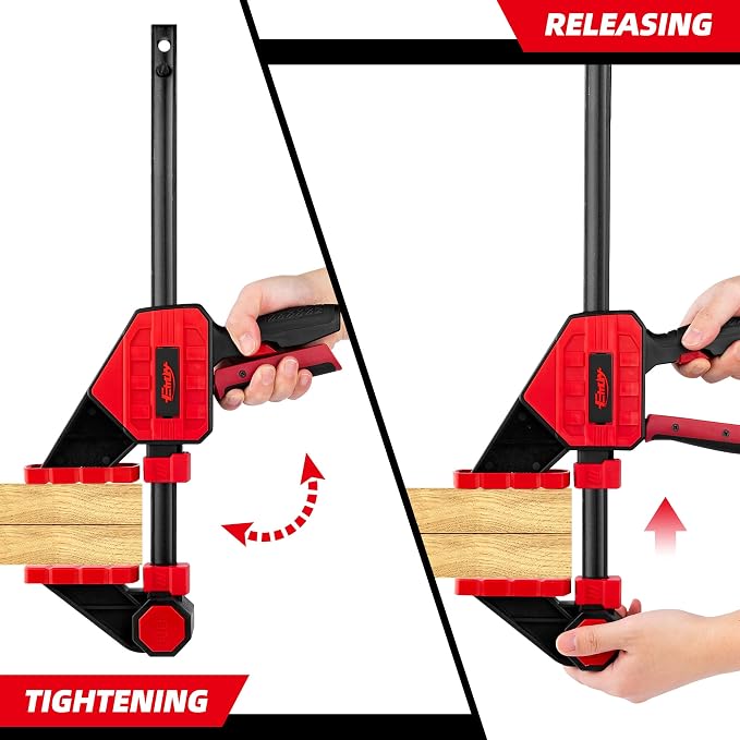 Bar Clamps for Woodworking, 2-Piece 12 Inch Clamps Set with 550 LBS Load Limit, One-Handed Clamp/Spreader, Heavy-Duty Quick-Change F Clamp, Ideal for Woodworking/Carpentry/Home Improvement/DIY