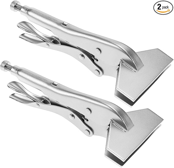QWORK Locking Sheet Metal Clamp, 2 Pack 8 Inch Alloy Steel Welding Plier, Sheet Metal Grip Tool