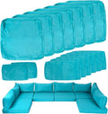 14 Piece Outdoor Patio Cushion Covers Replacement, Waterproof Outdoor Furniture Cushion Covers, Fit 7 Pcs 6 Seater Wicker Rattan Patio Conversation Sofa Set,Lake Blue,25.6x25.6