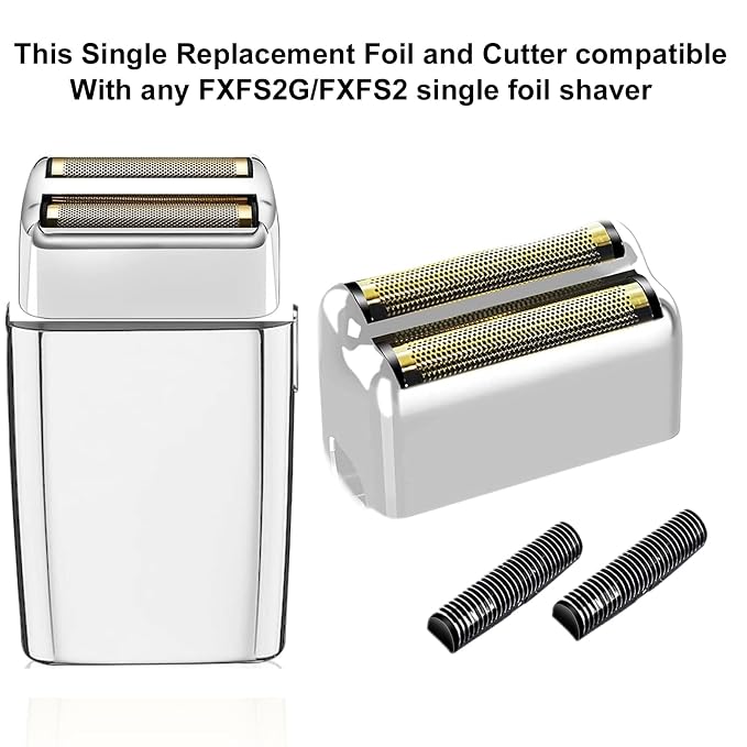 Silver Replacement blades Foil and Cutters Compatible with BaBylissPRO Barberology FXFS2 Shaver foil Replacement Heads(1 pack ）