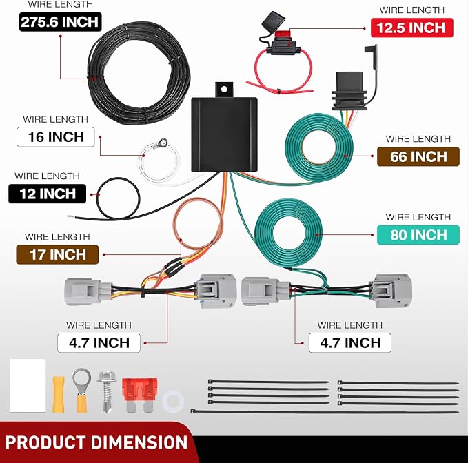 Nilight 4 Pin Trailer Wiring Harness Kit 56334 Simple Fit Tow Hitch | Vehicle Standard 4 Way Connector Custom for 2007 2008 2009 2010 2011 2012 Dodge Nitro Jeep Liberty Accessories