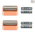 2 pack Professional Replacement Foil and Cutters for BaBylissPRO Barberology Double Foil Shaver, Compatible with BaBylissPRO Barberology FXFS2 Shaver，GoldRose Gold