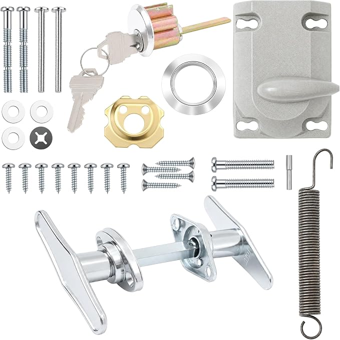 MorningRo Garage Door Locks Set with T-Handle & Keys Twist Deadbolt Locks | Center Mount Design, Diecast Aluminum Cylinder, Twist Knob Locks, Secure Deadbolt for Garage Door Security