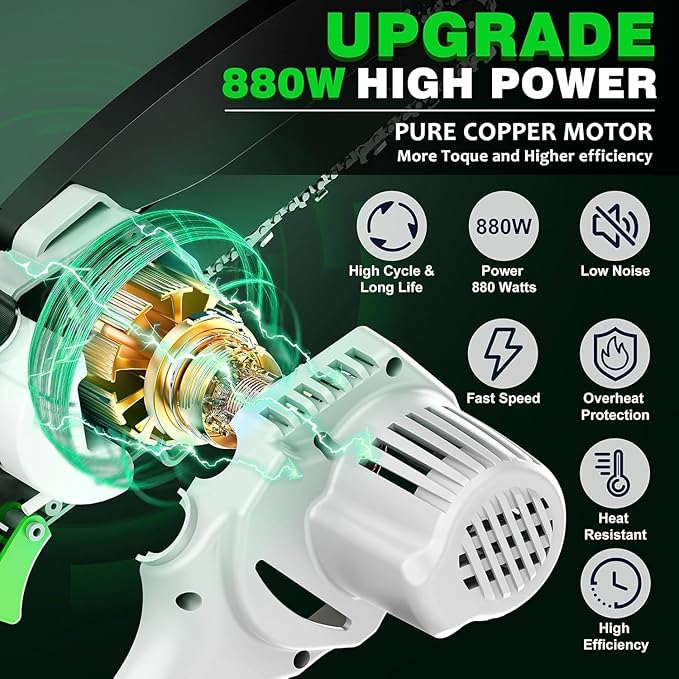 CEEPUY Mini Chainsaw Cordless, Gifts for Men Dad Father Husband Gardener, Cool Gadgets for Men, 6 Inch Portable Electric Chain Saw, Small Handheld Security Lock Trees Branches Trimming, Wood Cutting