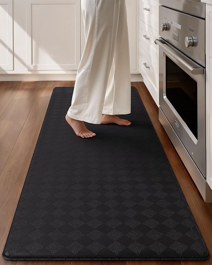Color&Geometry Anti Fatigue Cushioned Kitchen Floor Mats,24"X59",Long Runner Rug Non Slip Waterproof,Memory Foam Padded Standing Mat for Front Sink,Black