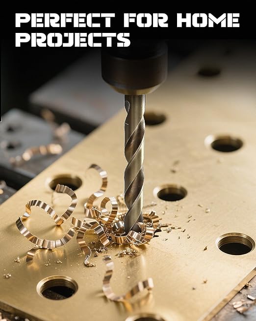 COMOWARE Cobalt Drill Bit Set- 1/2" M42 High Speed Steel Twist Jobber Length for Hardened Metal, Stainless Steel, Cast Iron and Wood Plastic
